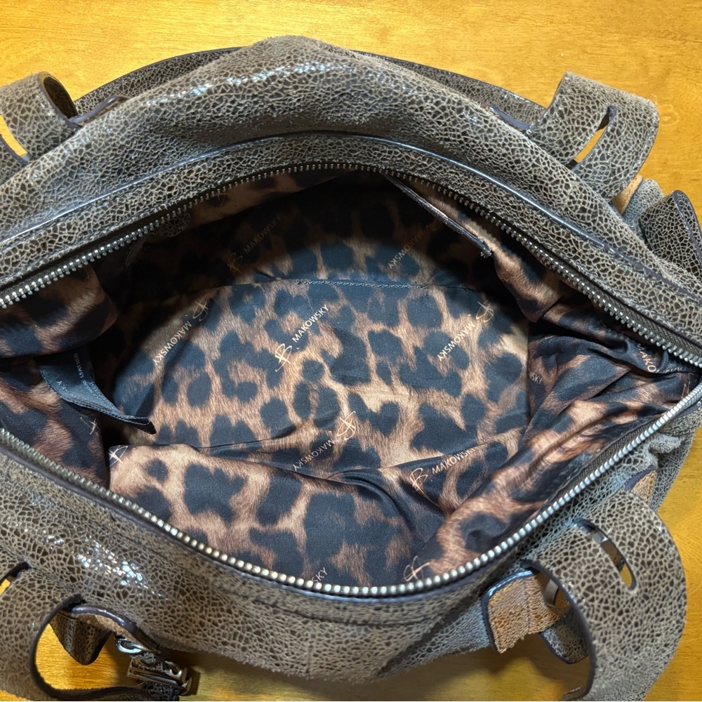 B. Makowsky Textured Brown and Tan Shoulder Bag - Picture 4 of 7